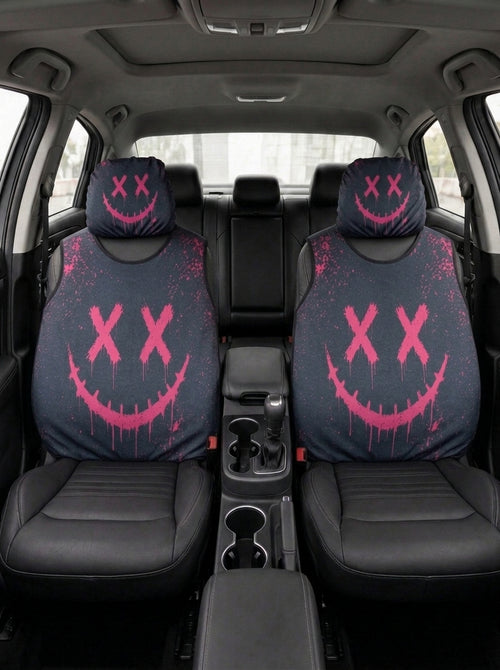 Pink Drip Smiley – Car Seat Set