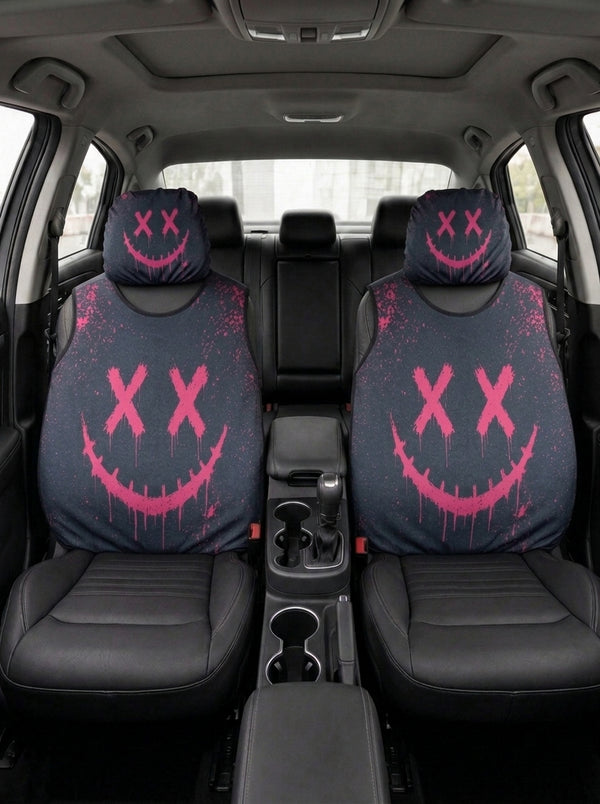 Pink Drip Smiley – Car Seat Set