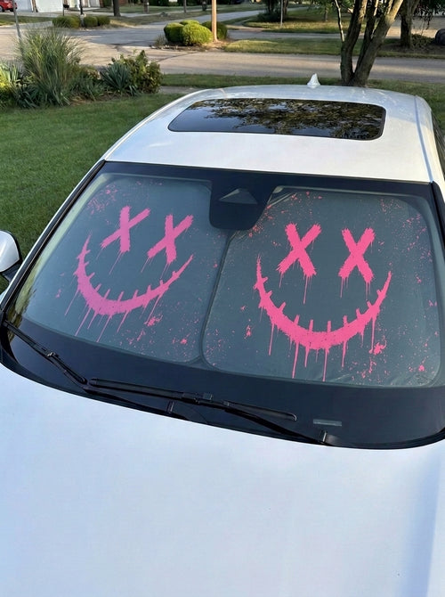 Pink Drip Smiley – Front Sunshade