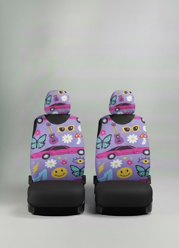 Happy Vibes – Car Seat Set - 2 Seats Set (Backs + Headrests)
